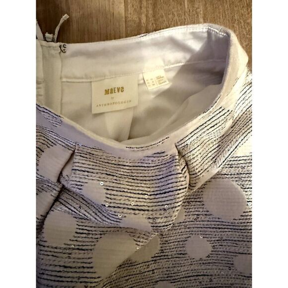 Anthropologie Maeve Anya Dotted Jacquard Mini Skirt White Blue Women's Size 6 - Picture 5 of 8